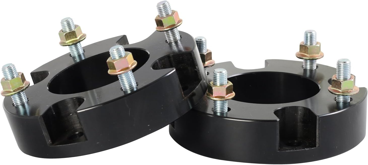 Front Suspension Lift Kit - 2 inch Lift Height - Compatible with 2007-2021 Toyota Tundra 2WD 4WD and Sequoia (Non Electronic Struts) - Leveling Kit Strut Upper Top Aluminum Spacers Accessories