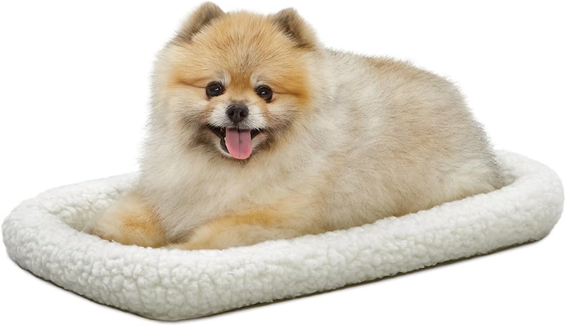 MidWest Homes for Pets QuietTime XS Dog Bed – White Fleece Bolster, Ultra-Soft and Machine Washable, Fits 22-Inch Crates and Carriers, for Small Dogs and Cats