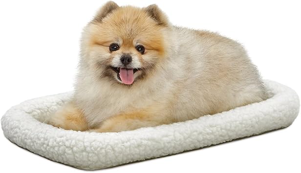 MidWest Homes for Pets QuietTime XS Dog Bed – White Fleece Bolster, Ultra-Soft and Machine Washable, Fits 22-Inch Crates and