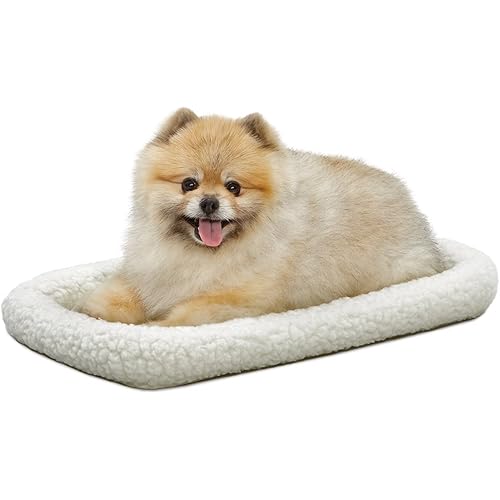MidWest Homes for Pets QuietTime XS Dog Bed – White Fleece Bolster, Ultra-Soft and Machine Washable, Fits 22-Inch Crates and Carriers, for Small Dogs and Cats
