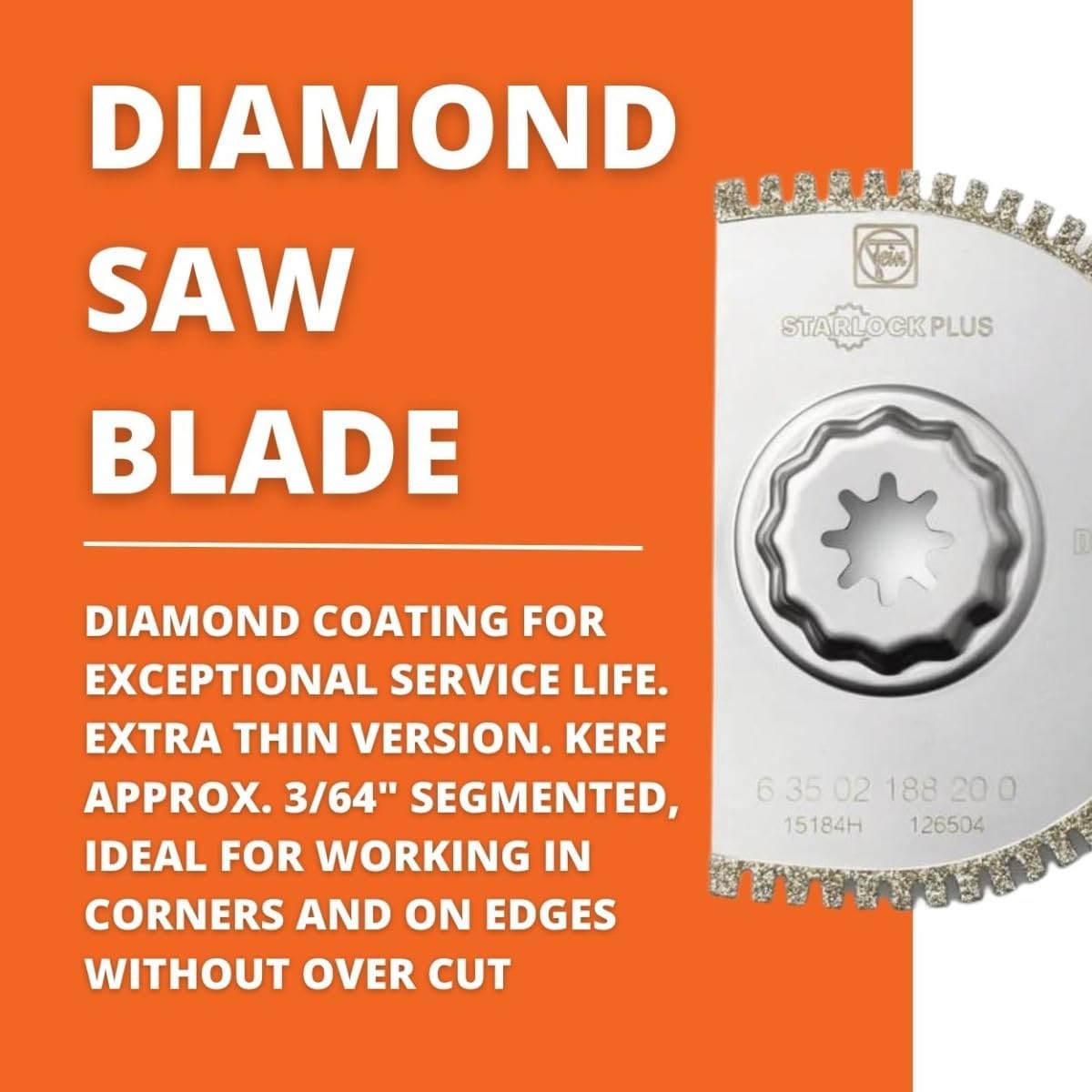 Fein Starlock Plus Diamond Segmented Saw Blade - Precision Cutting for CFRP and Fiberglass, Open Teeth, Extra Thin Version, 3-17/32" Diameter, 3/64" Kerf - 63502188210