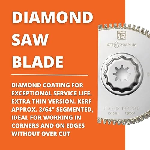 Miniatura 3 de Fein StarLock Plus - Hoja de sierra oscilante de diamante, extra fina de 3-1732 pulgadas de diámetro para un corte perfecto en materiales CFRPfibra