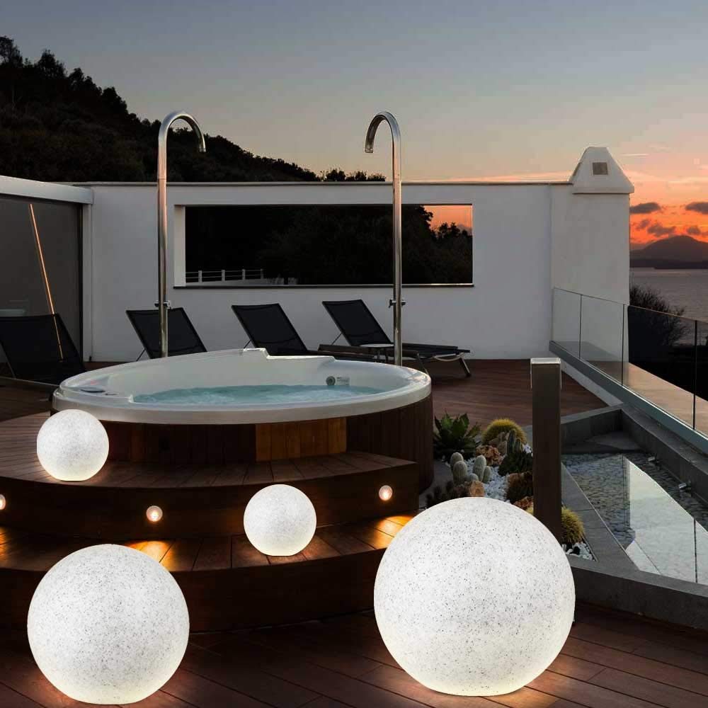 BAKAJI Lampada Design Sfera da Giardino Diametro 40 cm Luce Illuminazione Esterno da Terra o Tavolo Attacco E27 Lampadina Max 35 W Decorazione Effetto Pietra con Picchetti di Fissaggio Terreno
