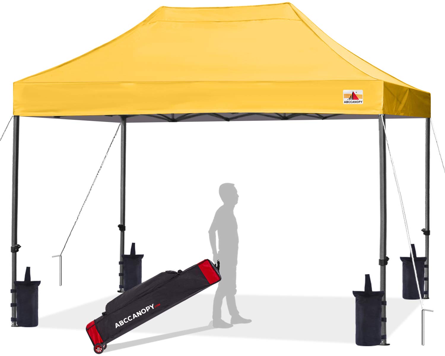 ABCCANOPY 3x4.5M Fully Waterproof Pop Up Gazebo With Upgraded Roller Bag, 4 Weight Bags, Stakes and Ropes (Yellow) — image 1