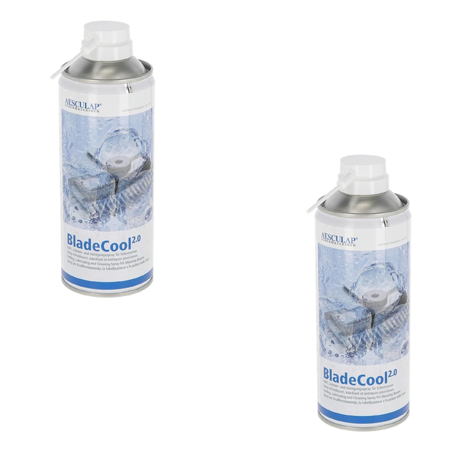 Kerbl Aesculap BladeCool Spray 2.0 | dwupak | 2 x 400 ml | wysoce skuteczny spray techniczny do chłodzenia, smarowania i czyszczenia głowic golących | natychmiastowe chłodzenie