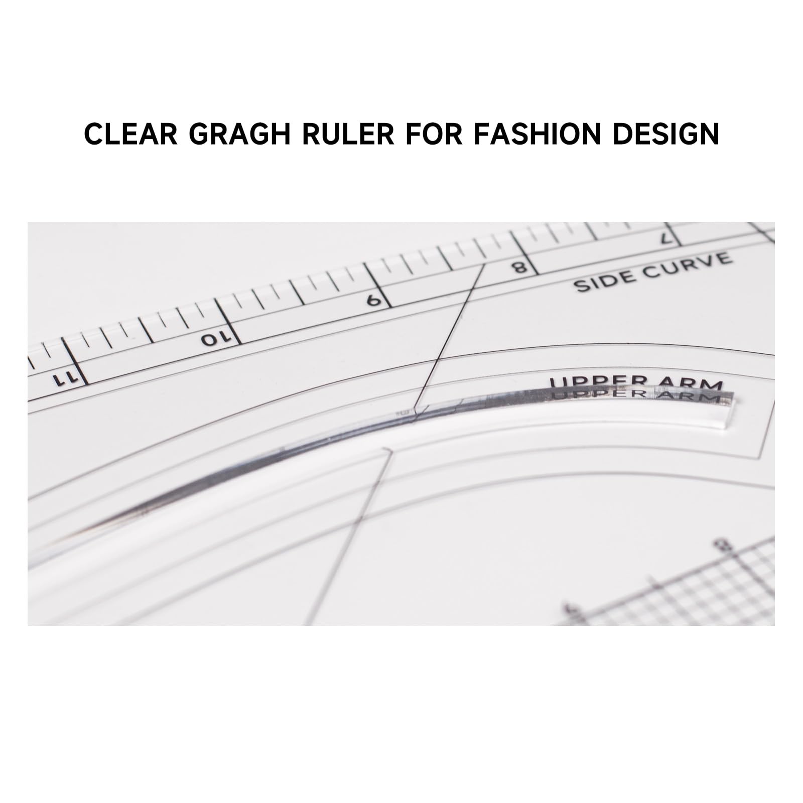Kearing PM6512 Imperial Pattern Master Ruler, regla de diseño multiusos, curva lateral, sisa y cuello, curva de manga, regla superior e inferior del brazo para costura, diseño, acolchado, costura