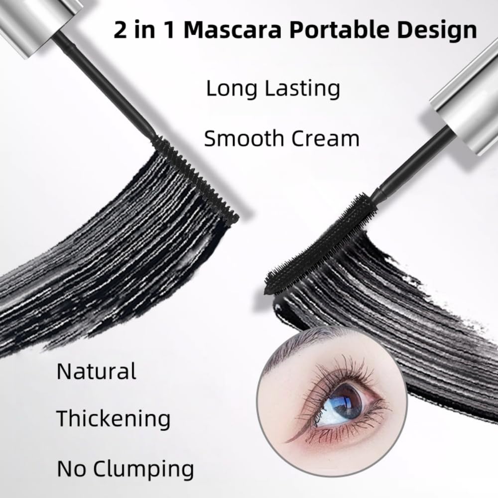 2 In 1 Waterproof Mascara with Small and Precision Brush for Short/Fine Eyelashes, Dual-Ended Tubing Black Mascara - Image 4