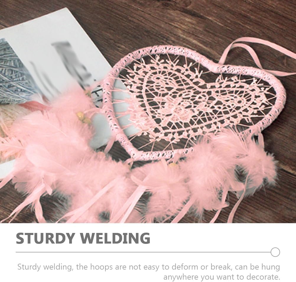 Ciieeo 10Pcs Heart-Shaped Dream Catcher Plastic Rings for DIY Crafts Macrame Projects Floral Wreaths and Home Decor Creative Handmade Decorations