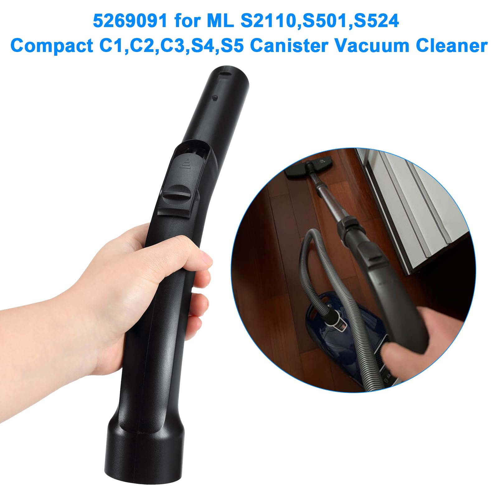 Vacuum Plastic Bent End Hose for Miele S2110, S501, S524 Compact C1,C2,C3,S4,S5 Vacuum Attachments 9442601, 5269091, 5269090, 9442600 Vacuum Cleaner Parts Vacuum Hose