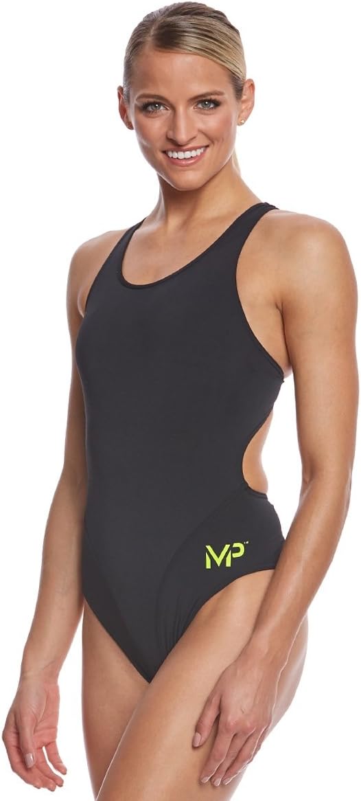 Michael Phelps Solid Mid Back Swimsuit Black