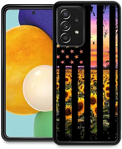Funda para Samsung Galaxy A13, diseño de girasoles con bandera y girasoles para niñas y mujeres, diseño de patrón a prueba de golpes, antiarañazos,