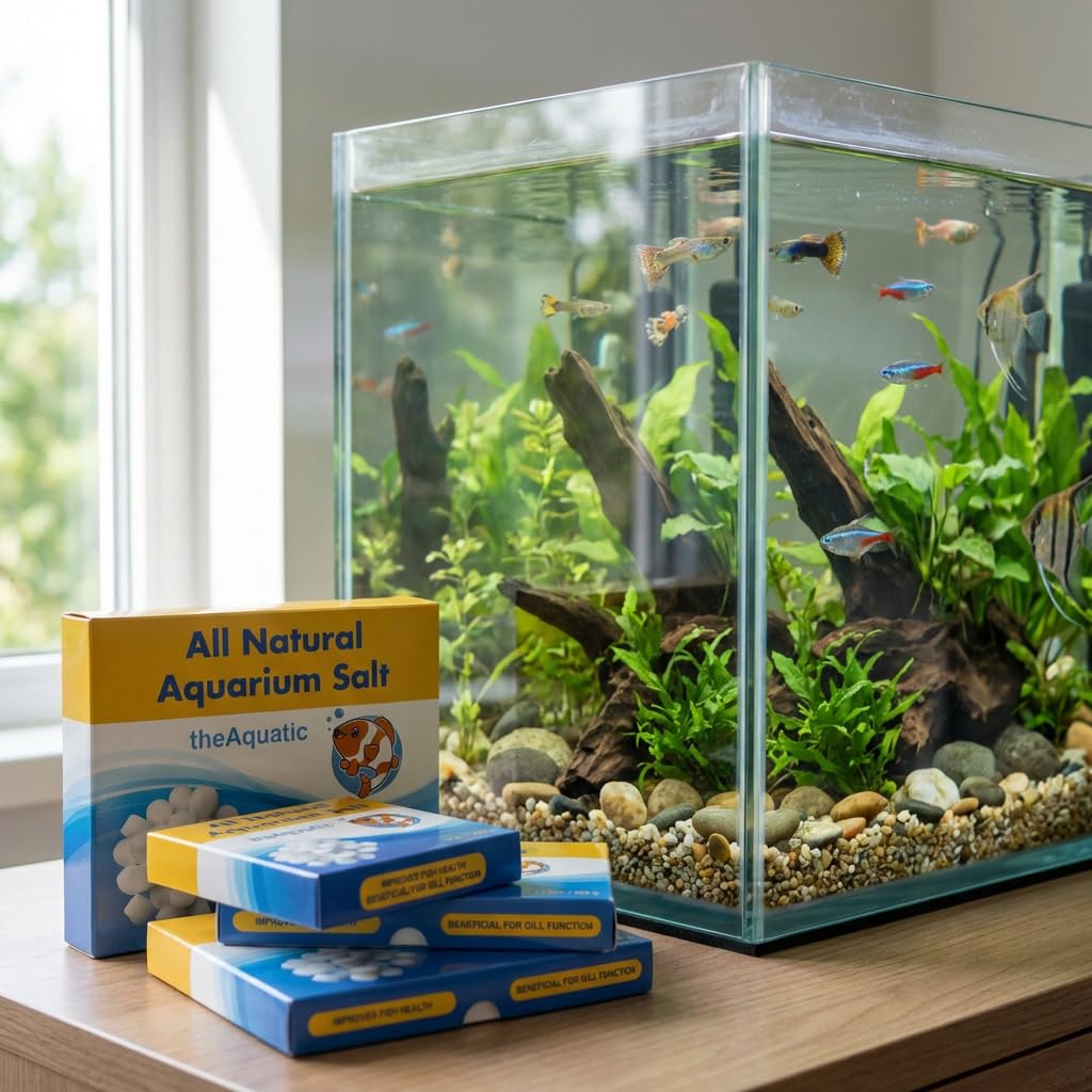 Sal de acuario premium, tabletas de agua dulce para tratamientos de agua de acuario, suministros esenciales (40 tabletas)