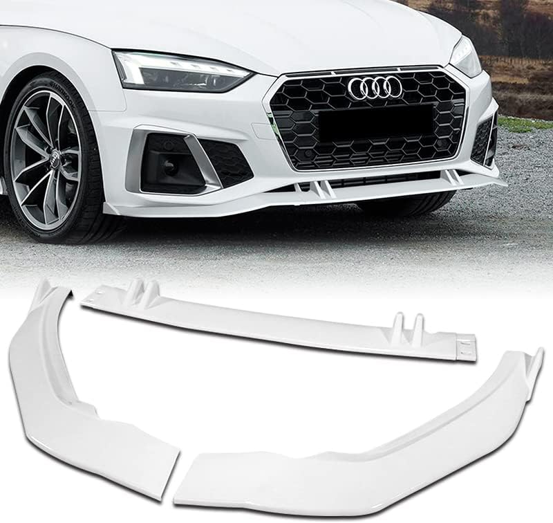 3PCS Front Bumper Lip Kit fit for compatible with 2020-2022 Audi A5 S5, STP-Style Splitter Trim Protection Spoiler, Air-Dam-Chin-Diffuser (Painted White)