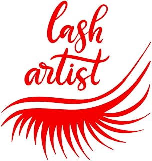 Pegatinas de grabado Artista de pestañas Salón de belleza Lashmaker Pestañas grandes 54x57.1cm Incluye kit de película de transferencia Rosa roja