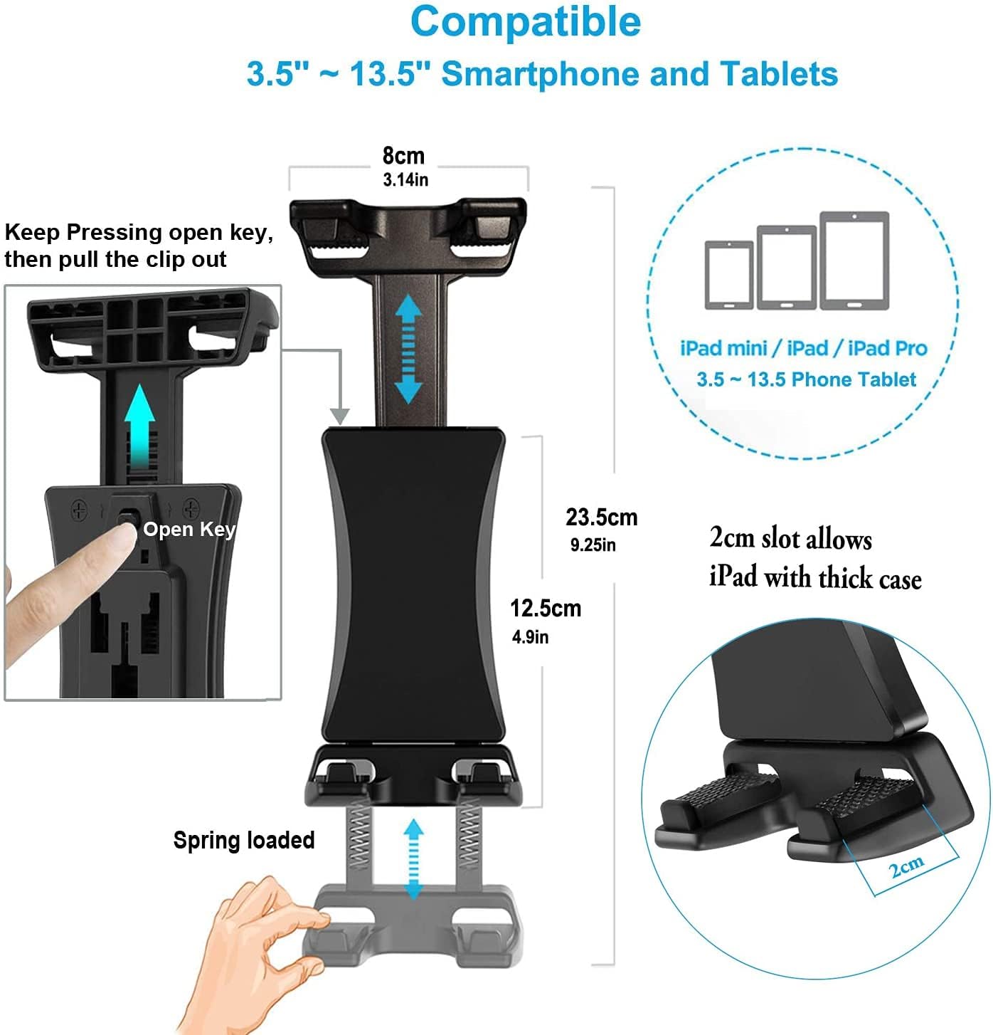 Heavy Duty Universal Tablet/Smartphone Floor Seat Hard install Bolt Drill ELD Mount for Car Truck Limo Fleet Van Truck/Trucker. *Fits all Tablets iPad Pro Mini Galaxy Tab Surface Ellipsis & phones