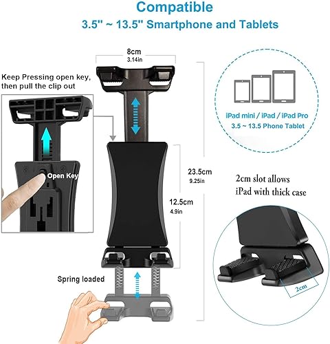 Miniatura 6 de ChargerCity Soporte giratorio de 360 para tablet con trípode de 14-20 con soporte de micrófono de poste compatible con iPad, iPad Pro, iPad Air,