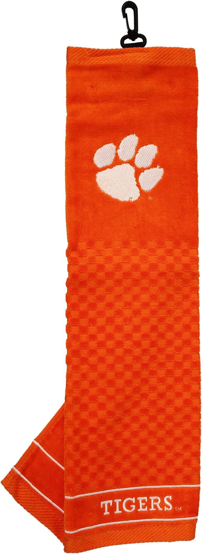 Team Golf NCAA Clemson Tigers Embroidered Golf Towel Embroidered Golf-Towel, Checkered Scrubber Design, Embroidered-Logo (Pack of 6)