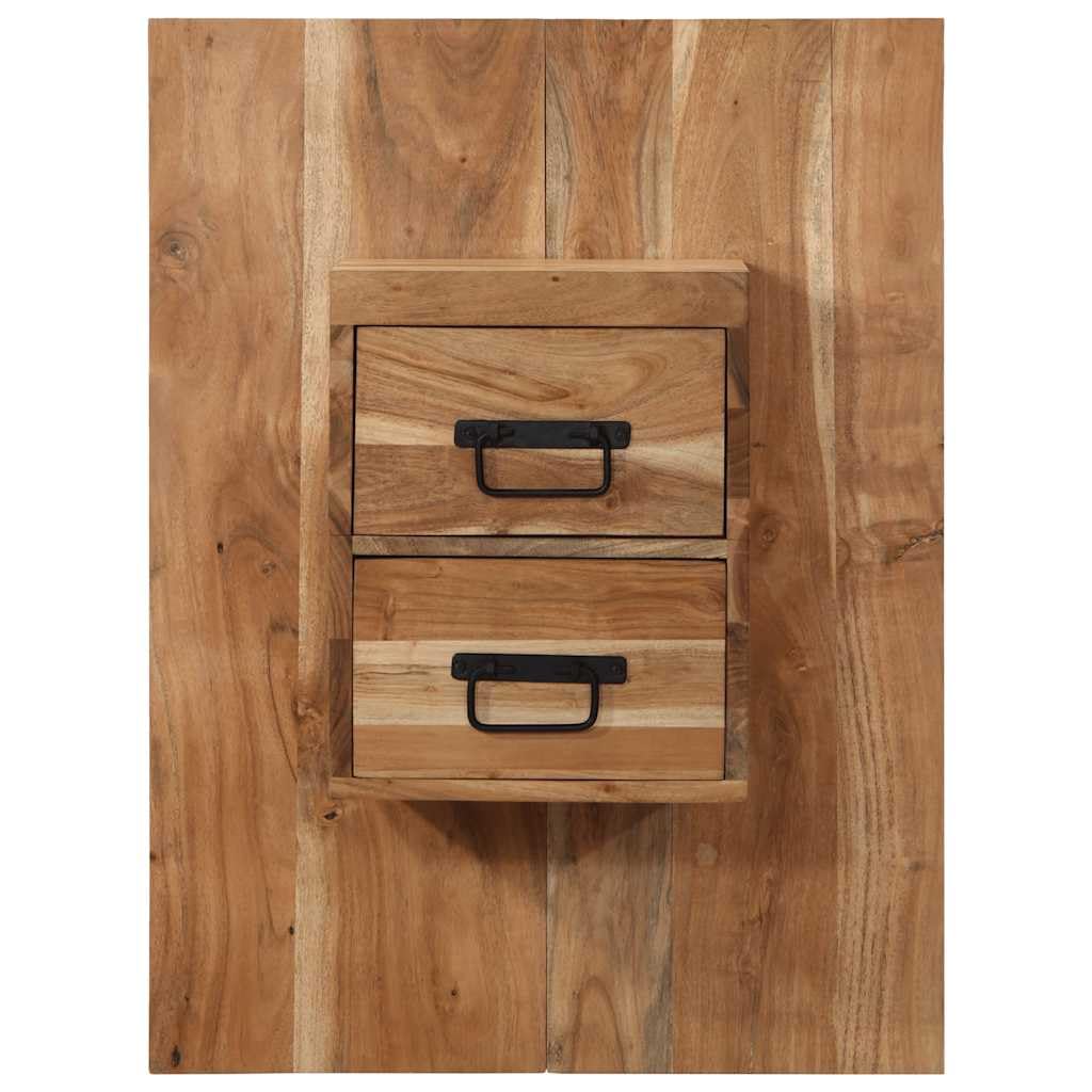 Wandmontierter Nachttisch aus Akazienholz mit Stauraum für Schlafzimmer, Robuste Hängeregale für Bücher und Accessoires, Vielseitige Wandkonsole