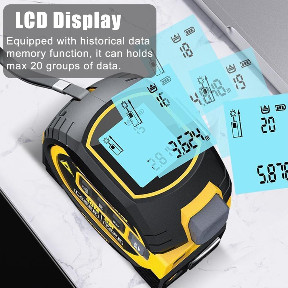 All New Laser Tape Measure 3-in-1 | 130FT Laser Distance Meter | 16FT Digital Tape Measure | Regular Tape Measure | Area Volume Measuring | Pythagorean Mode | Waterproof and Rechargeable