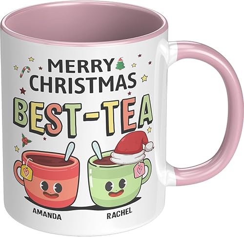 Miniatura 21 de Yeh Gift Tazas de Navidad personalizadas. Taza de café personalizada con tu nombre y nombre de miembro de la familia. Regalos familiares para Ver