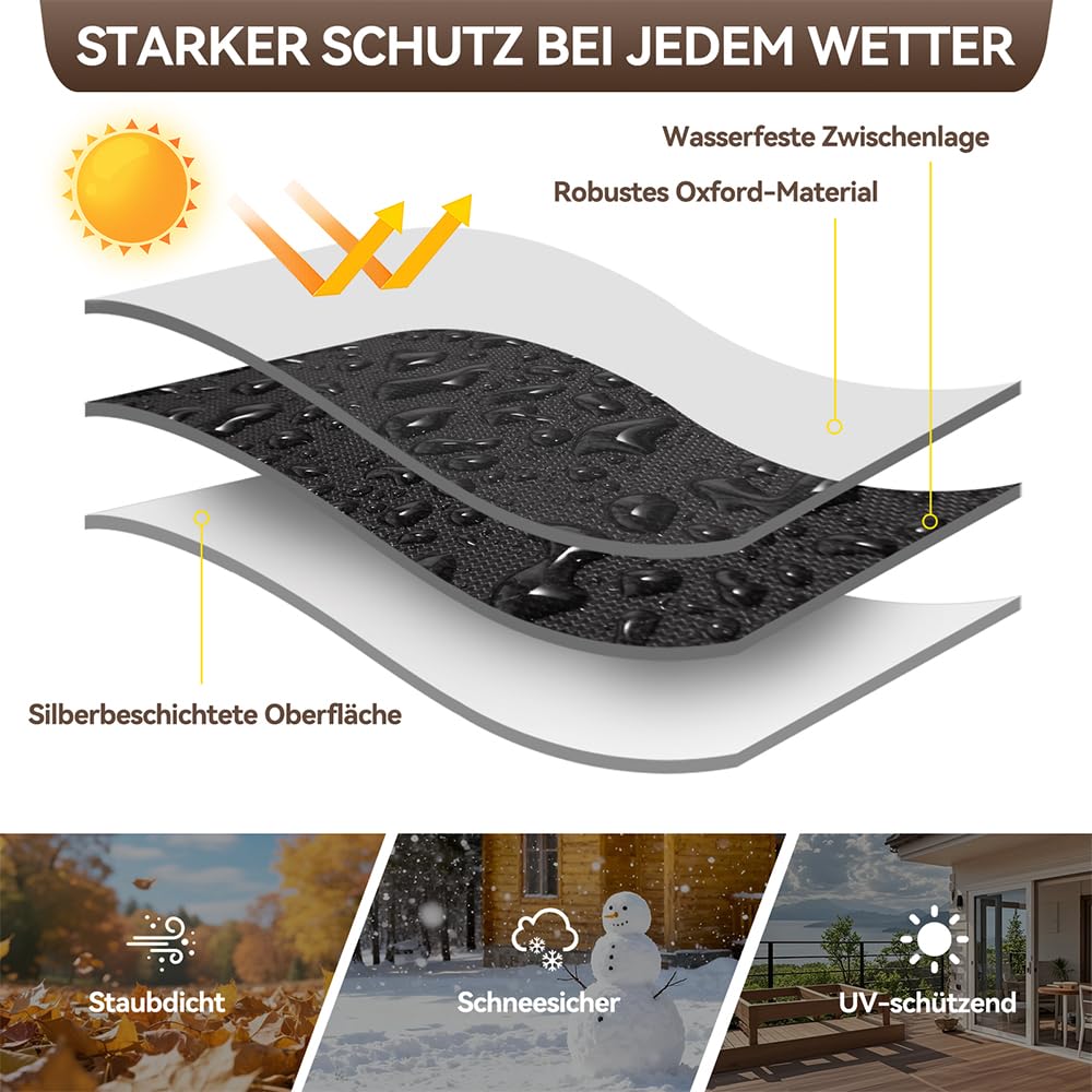 Gartenstuhl Abdeckung, 65x65x80/120cm Schutzhülle für Stapelstühle Winterfest, Wasserdicht & UV-beständig, Oxford-Stoff Gartenmöbel Abdeckung mit Kordelzug für Gartenstühle Balkonstühle (Schwarz)