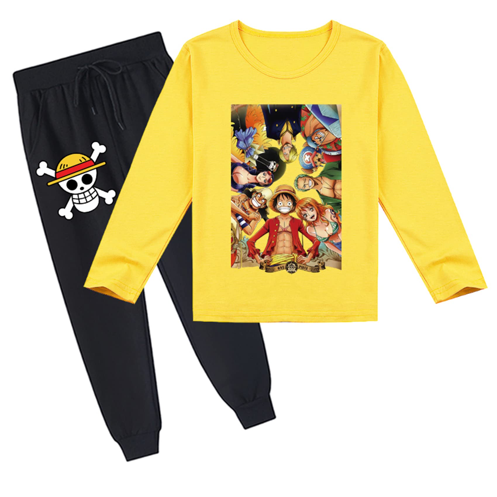 UMocan One Piece Graphic Crewneck Sweatshirt and Jogging Pants-Anime Pullover Tracksuit Clothes Set for Kid Toddler