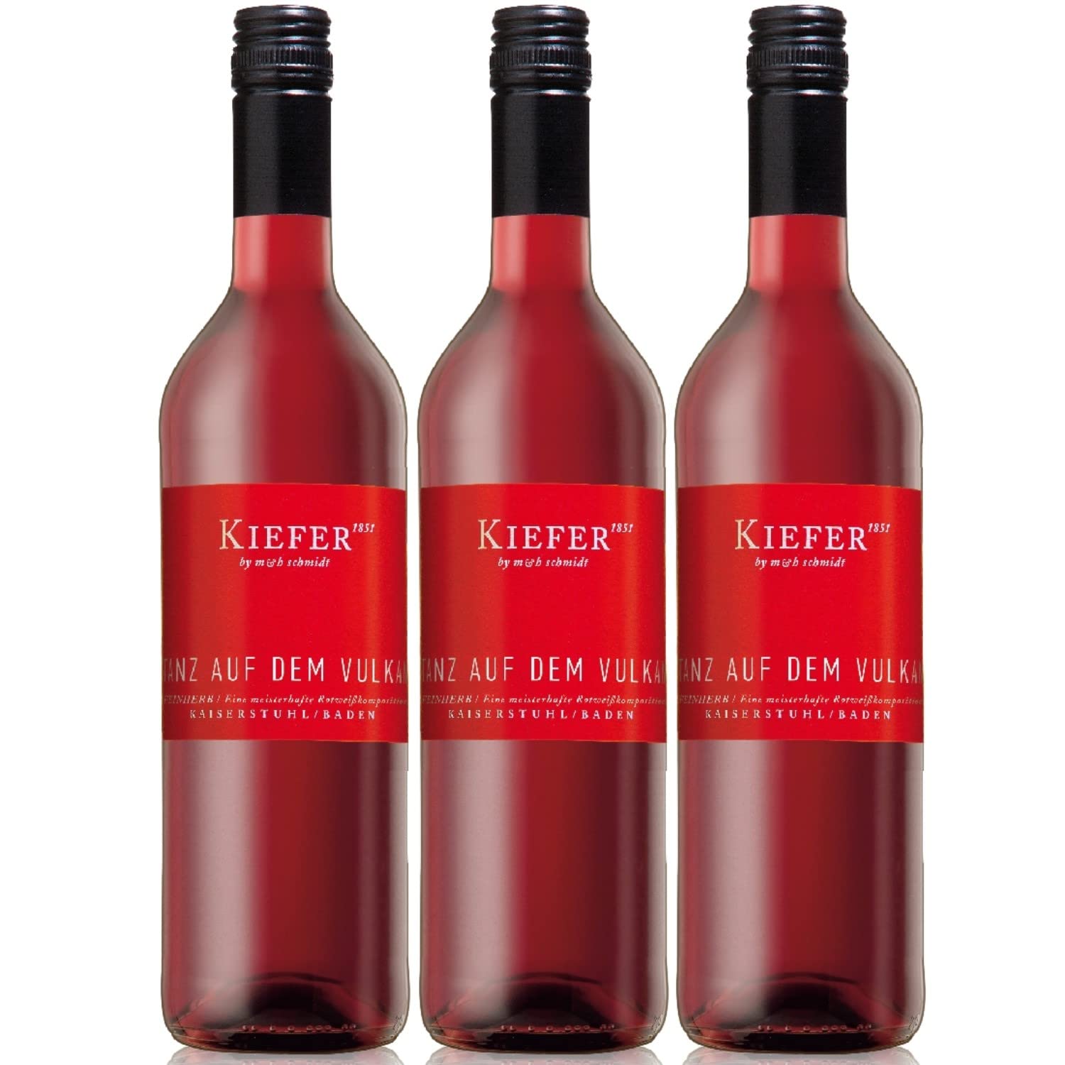 Weingut Kiefer Tanz auf dem Vulkan QbA Roséwein Wein Cuvée Feinherb Deutschland Inkl FeinWert E-Book (3 x 0,75l)