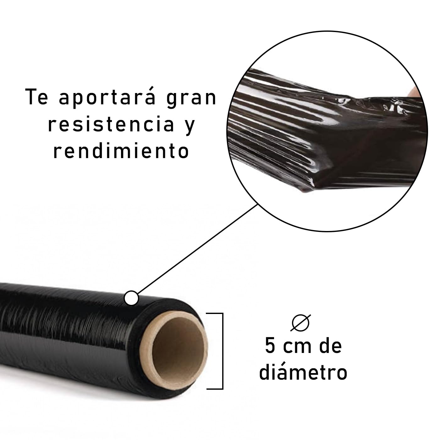 MERCURY TEXTIL- Film Transparente o Negro para Embalar, Flexible y Resistente 50cm x 200metros, 23 micras de Espesor. Embalaje Industrial, Envíos, Mudanzas, Palets. (Negro, 2 Rollos)