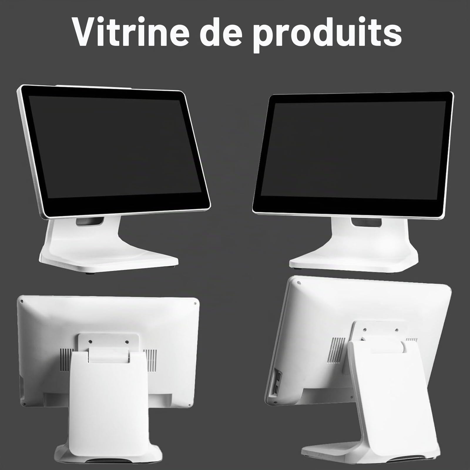 Caisse enregistreuse Tactile de 15 Pouces, Tablette Mobile, Caisse enregistreuse, écran capacitif LED multitouch, Moniteur de Position,pour Vente au détail et Point de Vente,FrenchSystem