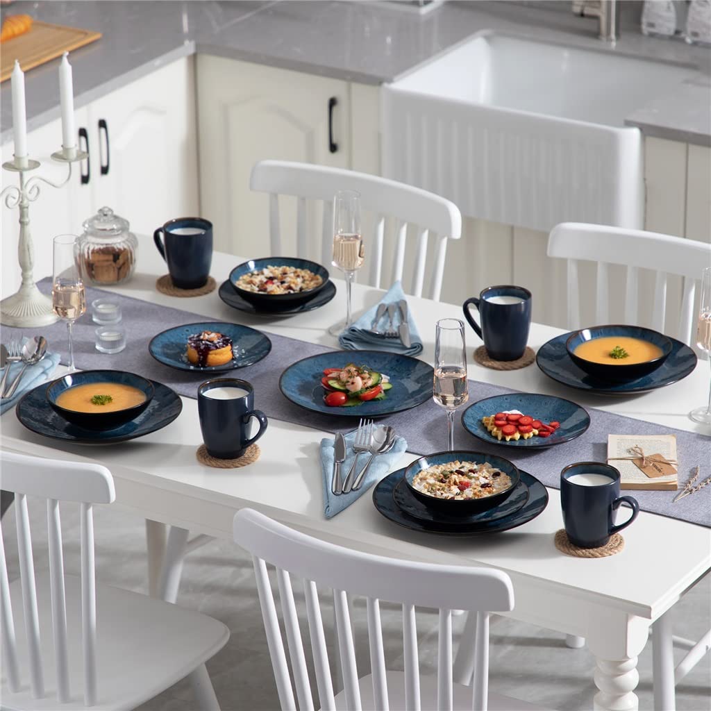Zestaw zastawy stołowej Zestaw naczyń ceramicznych w stylu vintage z talerzem obiadowym i deserowym, miską, filiżankami do kawy Naczyniami kuchennymi