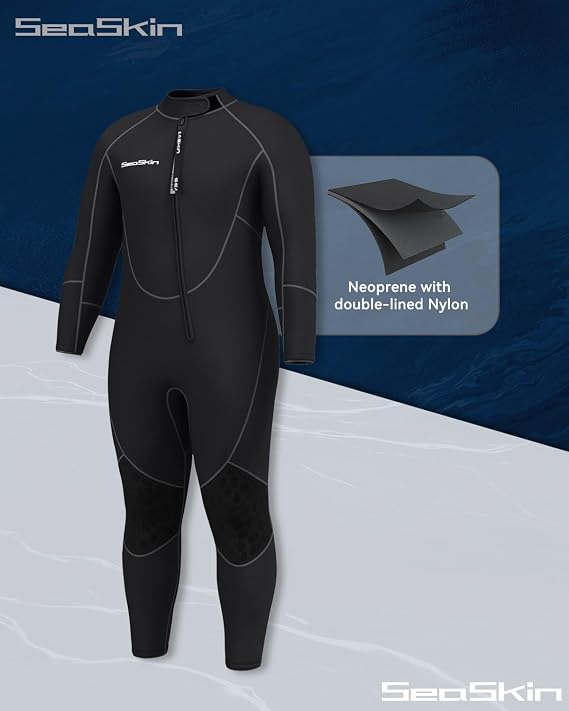 Seaskin Plus Size Full Wetsuit for Mens and Womens 3mm