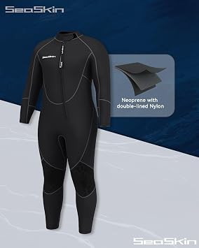 Seaskin Plus Size Full Wetsuit for Mens and Womens 3mm