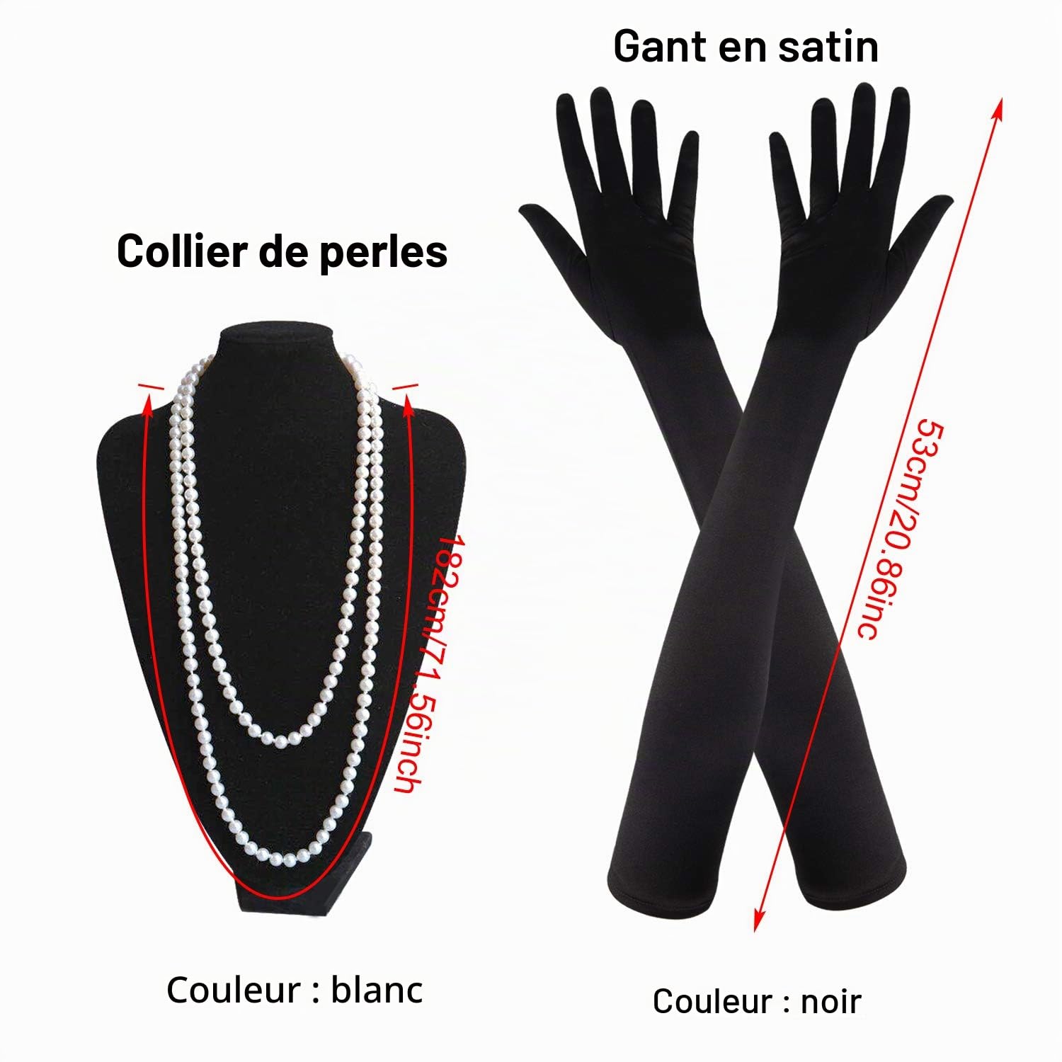 ELECLAND Robe Années 1920 à Col en V à Paillettes et à Franges avec Ensemble d'Accessoires Années 20