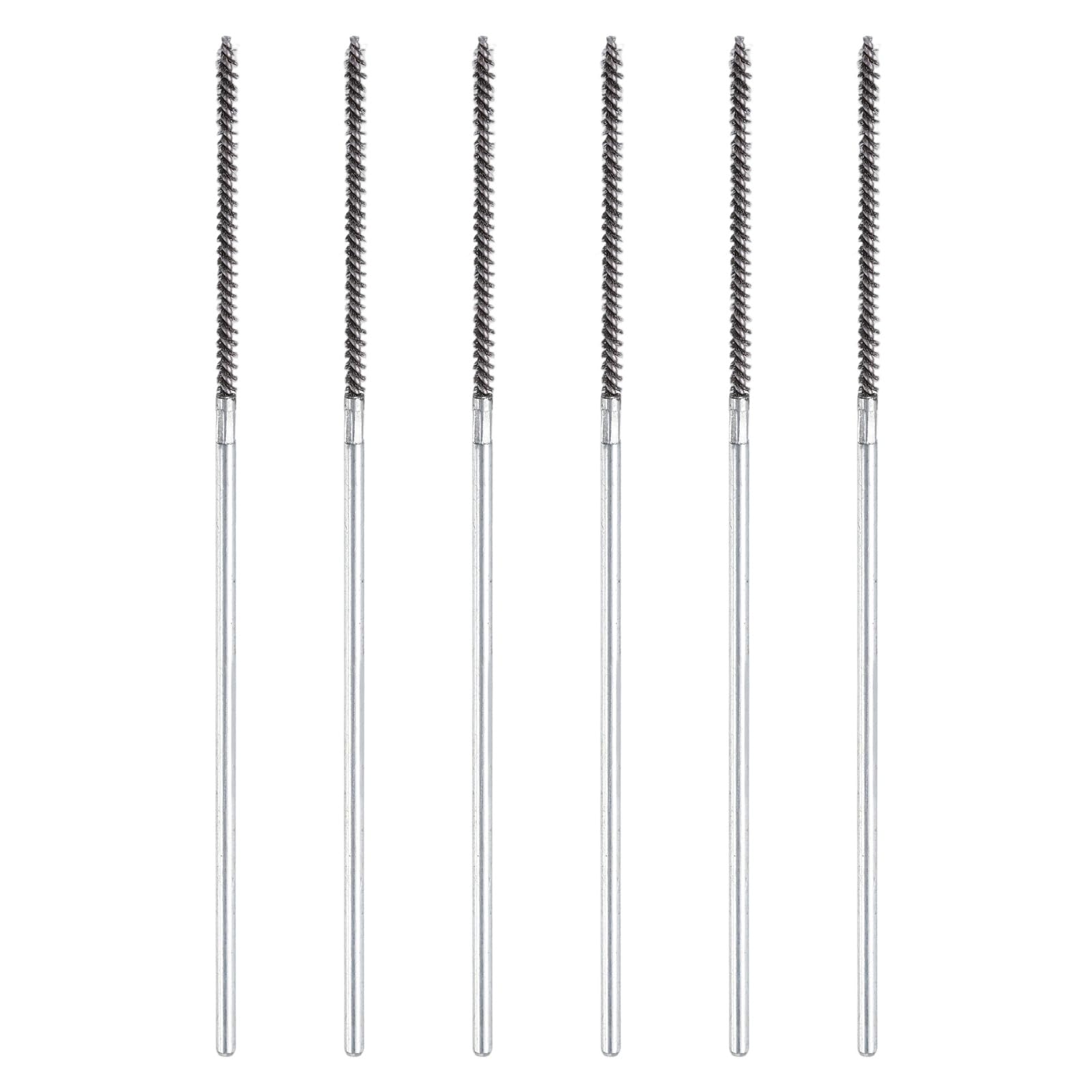 sourcing map 6pcs Wire Bore Brush Set 6 Inch Length 1/8 Inch Shank Stainless Steel Bristles Cleaning Brush for Clean Car Part Tube Kitchen Garage