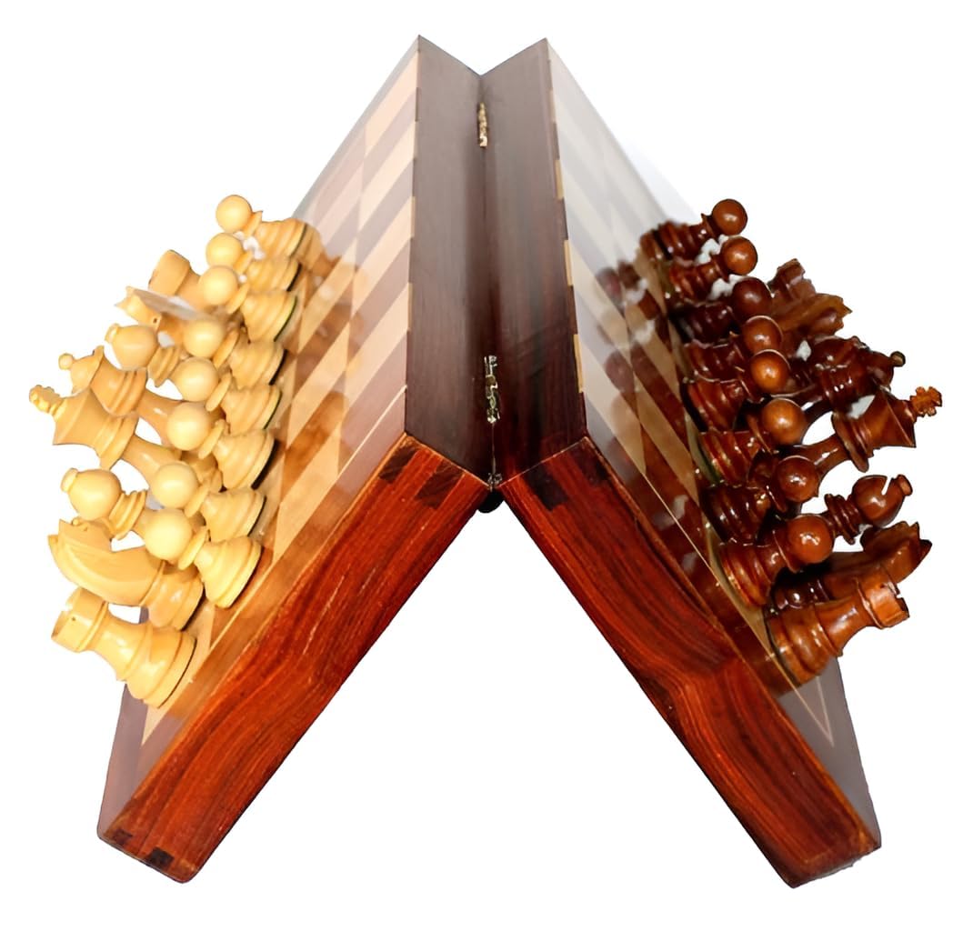 ToyTastic Magnetic Chess Game Premium Wooden 3-in-1 Board Game, Wooden Chess and Backgammon Set for Adults & Kids, 10" Lightweight Checkers Board Game,Strategy Backgammon Sets (Brown-1)-image-29