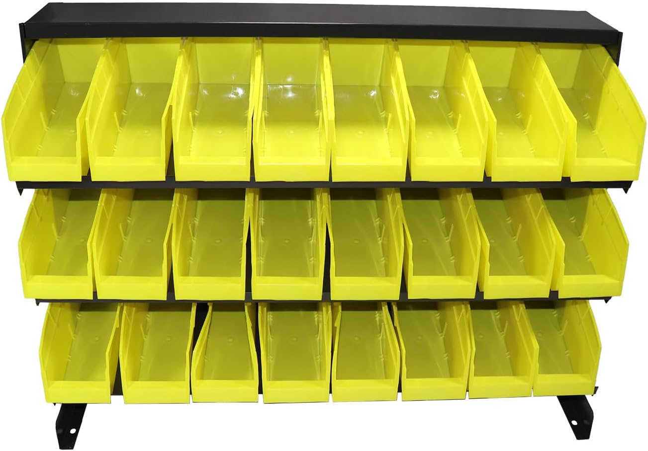 Erie Tools 3-Tier 24 Bin Benchtop Steel Parts Storage Rack Single Sided