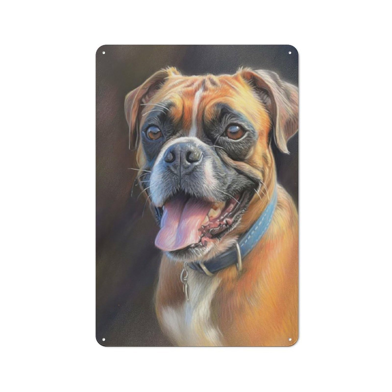 Junmoney Boxer Dog Sketch Industrial-Style Metal Sign 30X20cm For Home Bar Wall, Housewarming Wall Decor For People Furnishing Home Bar