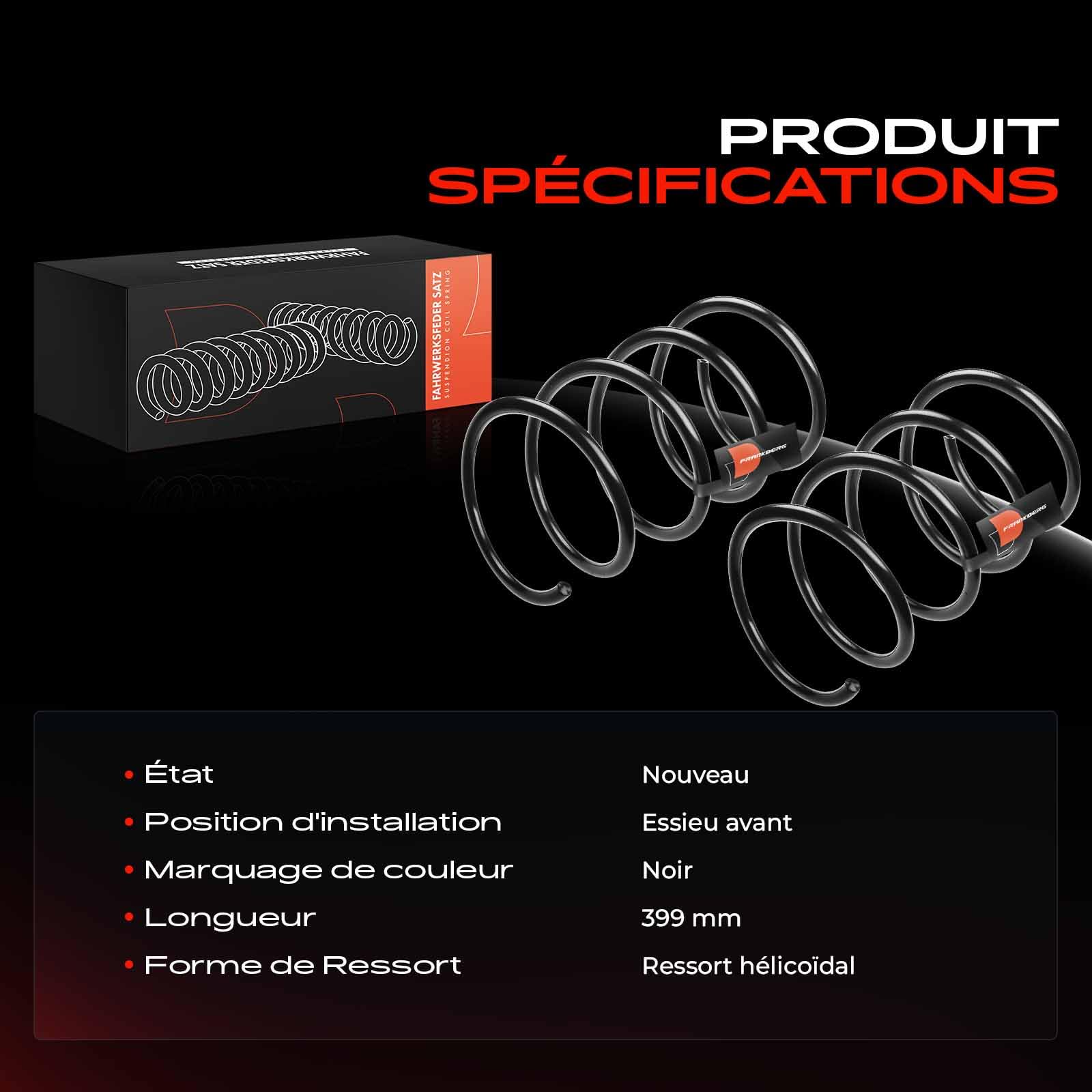 Frankberg 2 ressorts de suspension pour essieu avant 2033214904 | Compatible avec: Classe C, modèle T S203, Classe CLC CL203, CLK C209, Coupé Classe C CL203, Classe C W203