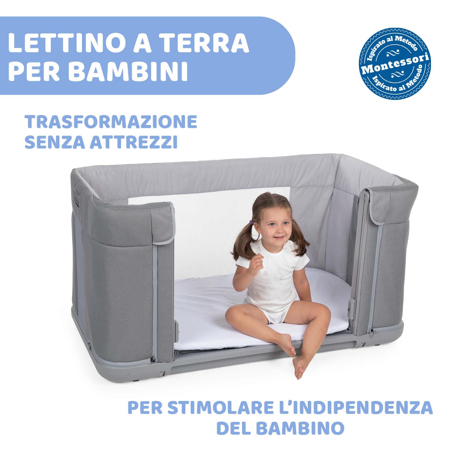 Chicco Next2Me Forever, Culla Neonato Fianco Letto 3in1, Culla che Diventa Lettino Montessori, Fino a 4 Anni (22 Kg), Altezza Regolabile, Buona Circolazione dell'Aria, 4 Ruote, Materasso incluso