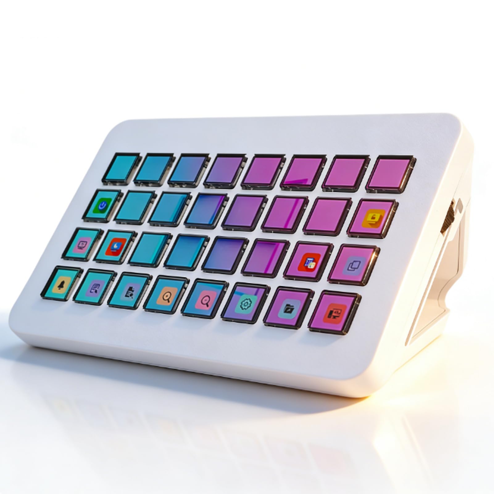 LICAEVEY Clavier Macro Programmable, Contrôleur de Studio Stream Control Deck à 32 Touches LCD pour Le Montage Vidéo en Direct sur PC (White)