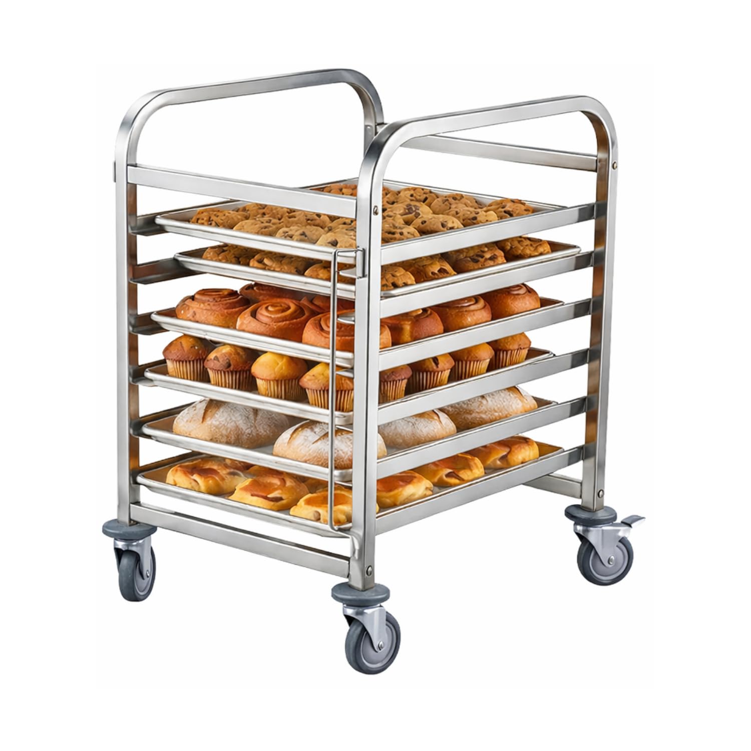 Échelle de Transport INOX 600×400 mm - 6 Niveaux - Chariot Pâtissier - roulettes avec Freins