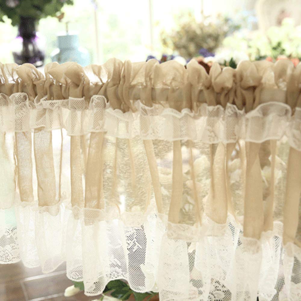 Demi-rideau de cuisine beige style pastoral pour petites fenêtres