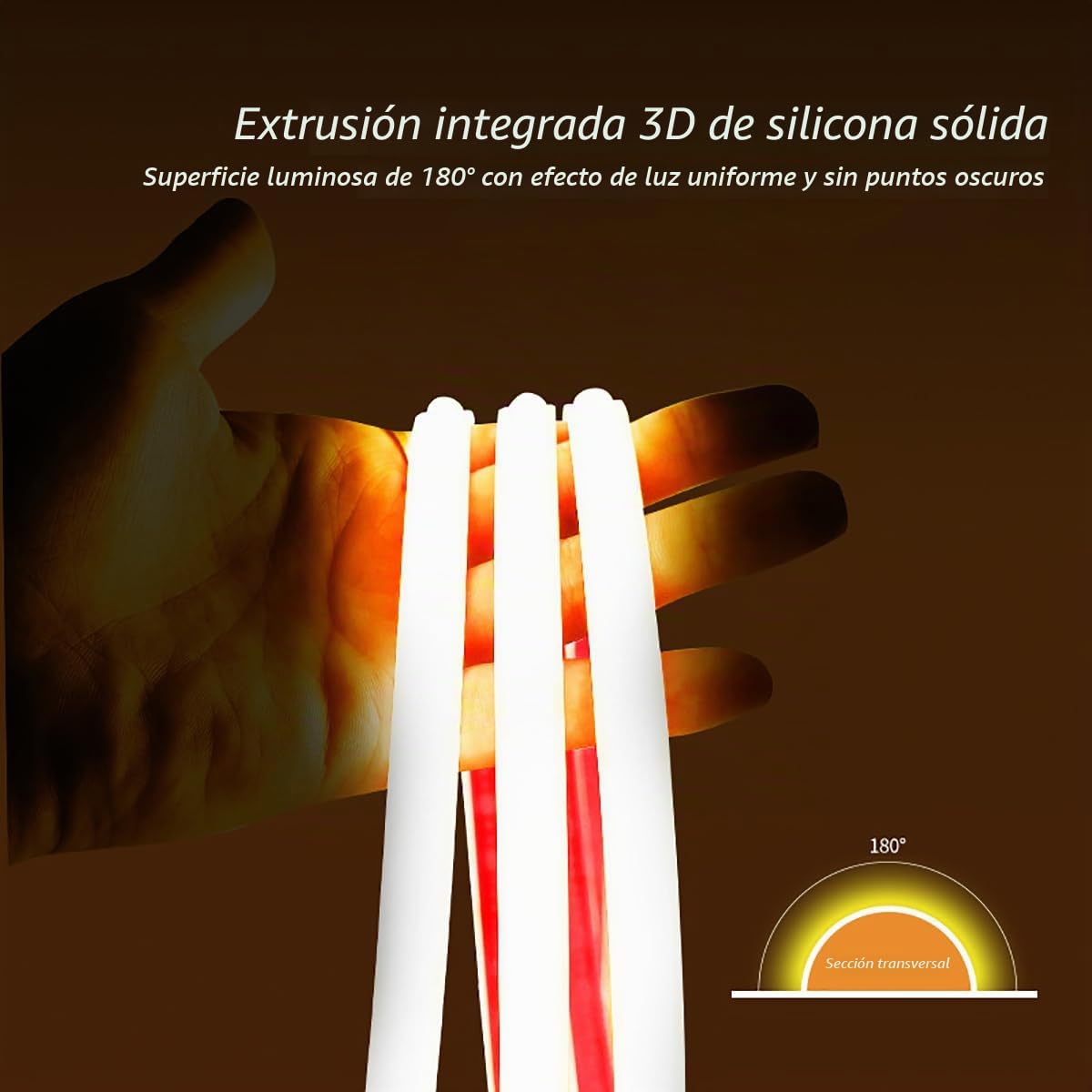 Tira LED COB Luminosa IP68 Impermeable Neón 320 LED/m Flexible y Recortable 24V Cinta LED para Decoración de Escaleras, Acuarios, Piscinas, Dormitorio, Navidad y Fiestas (Luz Azul, 50 metros)