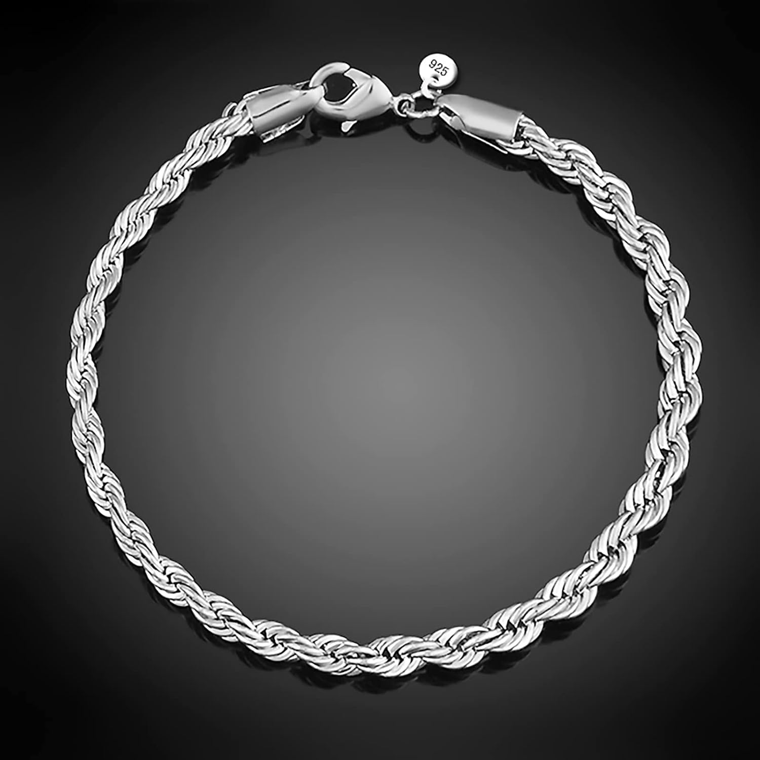 Women’s Faux Silver Bangle Bracelet, Twist Design Cuff Bracelet Jewelry, Fashion Charm Bangle for Party Office Daily Wear, OL Style Wrist Accessory, Clasp Closure, 7.87" Length image 2