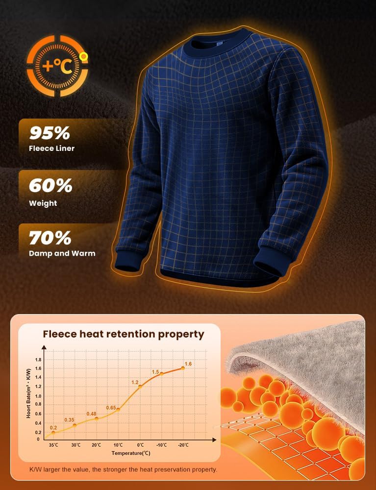 Rahhint Men's Fleece Lined Sweatshirts Alpaca Wool Thermal Shirts for Warmth Midweight Loose Fit Moisture Wicking - Image 4