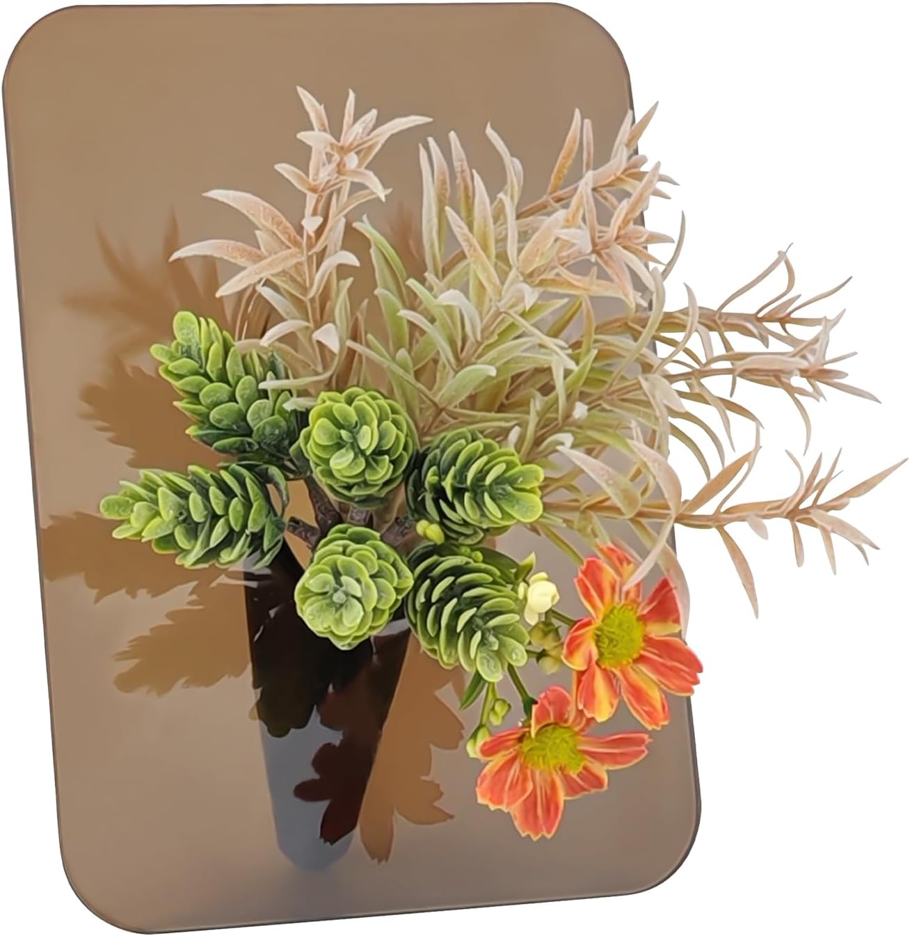 Modern Minimalist Acrylic Frame Vase Artificial Flowers Desk ornaments, office decorations,Faux Floral Arrangement Desktop Ornament for Living Room Bedroom Office Shelf, Housewarming Decorative Gift