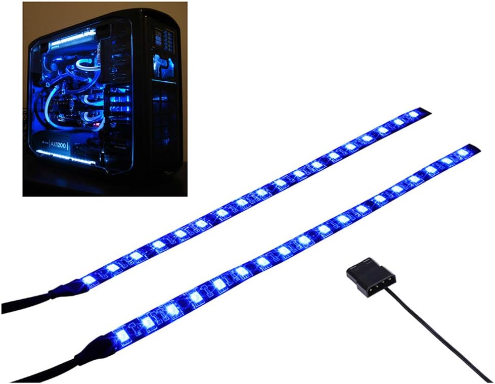 DS PC LED Flexible Light Strip Blue Computer Lighting with Magnetic Design for Computer Case Lighting Kit, Blue Desk Moon Lamp (11.8inch,S Series)