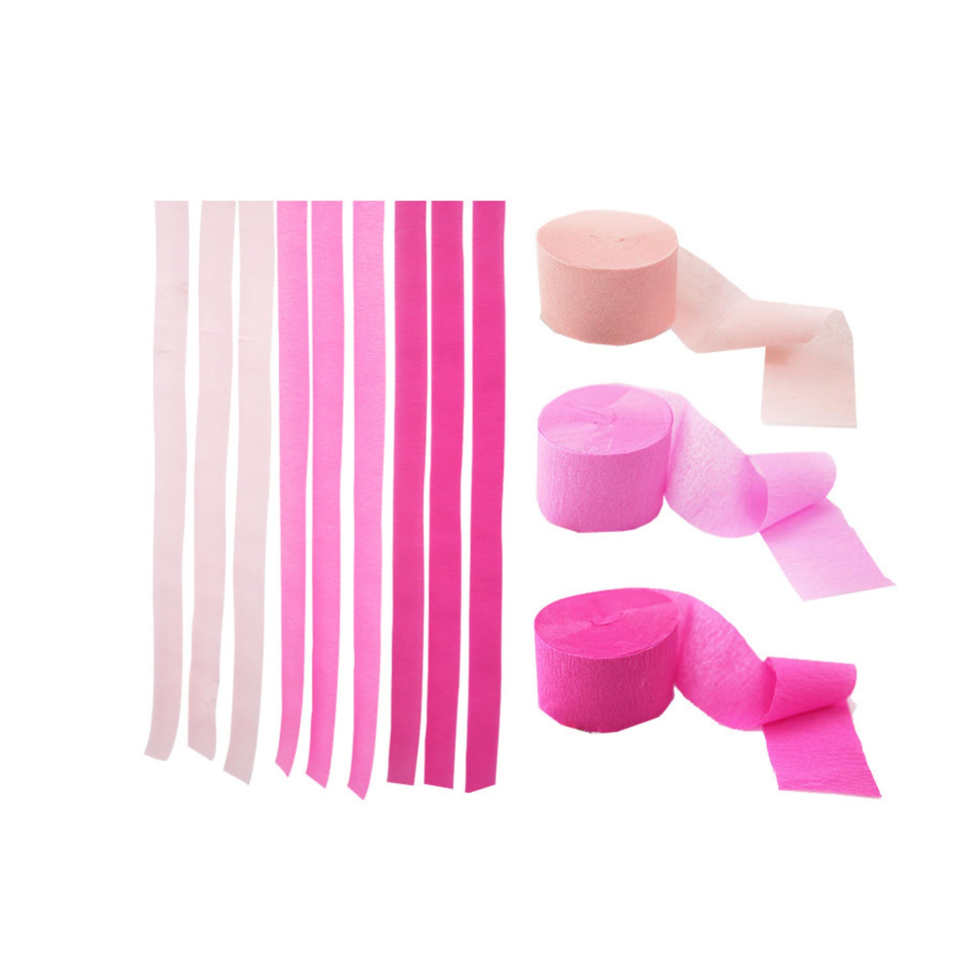 3-6pcs 4.5cm x 2200cm Rainbow Crepe Paper roll Streamers, Bithday new Year Graduation Anniversary House Street Home Party Decorations (3pcs Pink Peach)