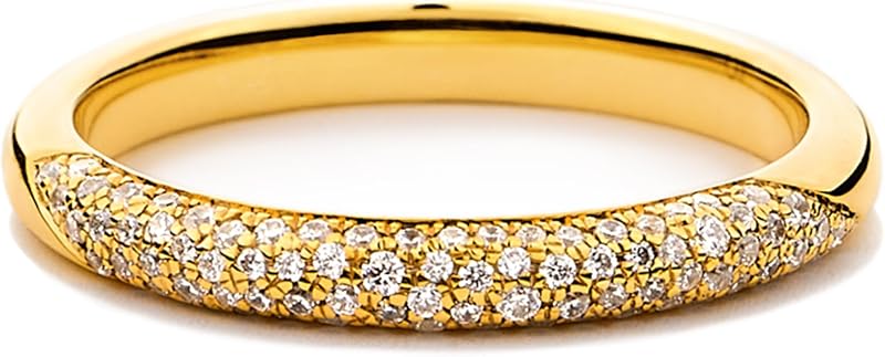 STORYJEWELLERY Gold Plated Rings for Women, Stackable Rings, Wedding Bands for Women, Pave Band Ring, Gifts for Her