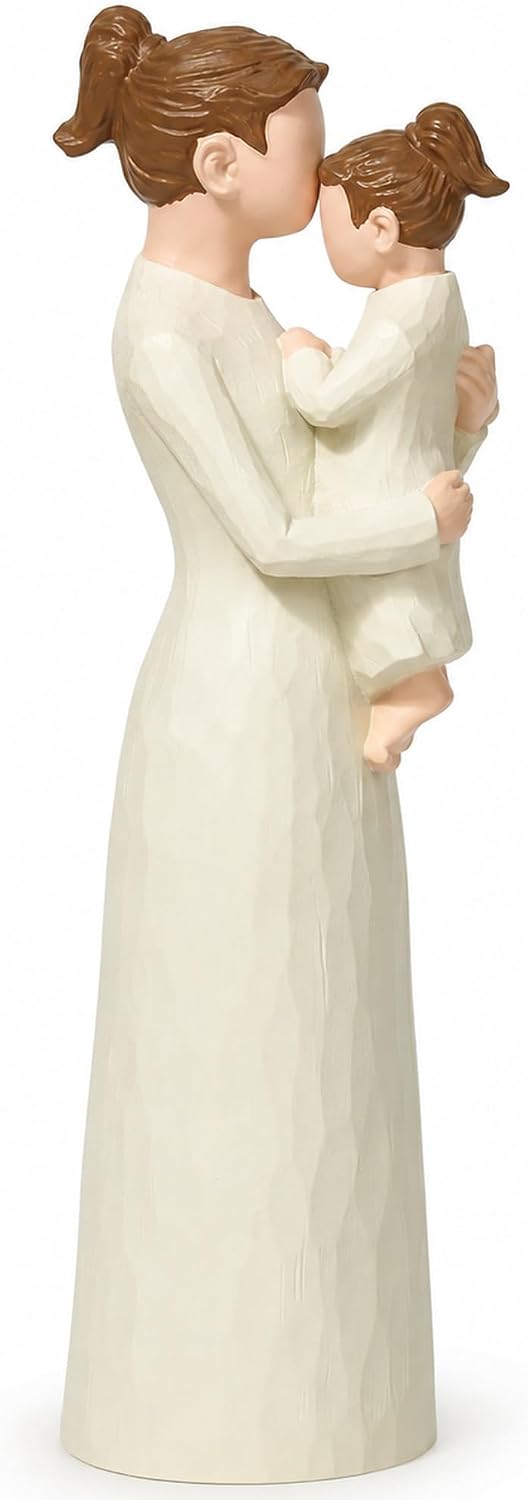 Hand-Painted Mother and Daughter Figurines, Mom Hugging Child Statue, Sentimental Family Sculpture, Ideal Gift for Mom from Daughter, Mother’s Day, Birthday, Christmas Home Decor